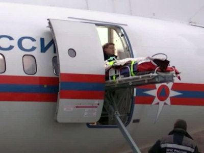 Больные дети Донбасса доставлены в Москву спецбортом МЧС